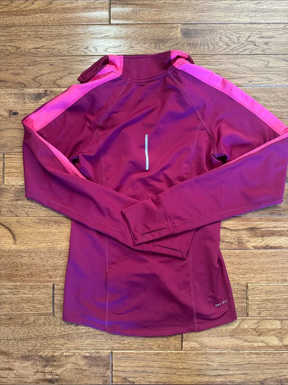 Nike Women's Magenta Half-Zip Pullover with Pink Sleeve Stripes